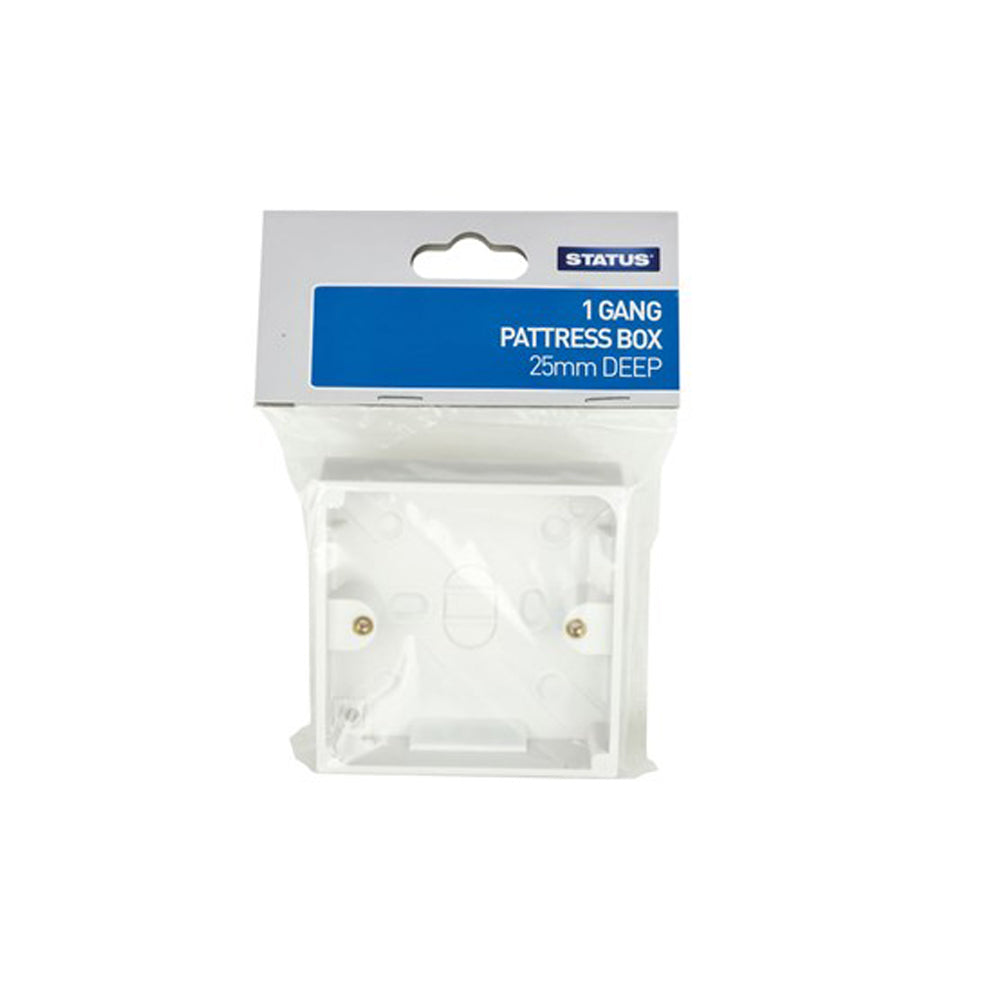 Status-1-Gang-Pattress-Box-25mm-Carded. Status-1-Gang-Pattress-Box-25mm-Carded.